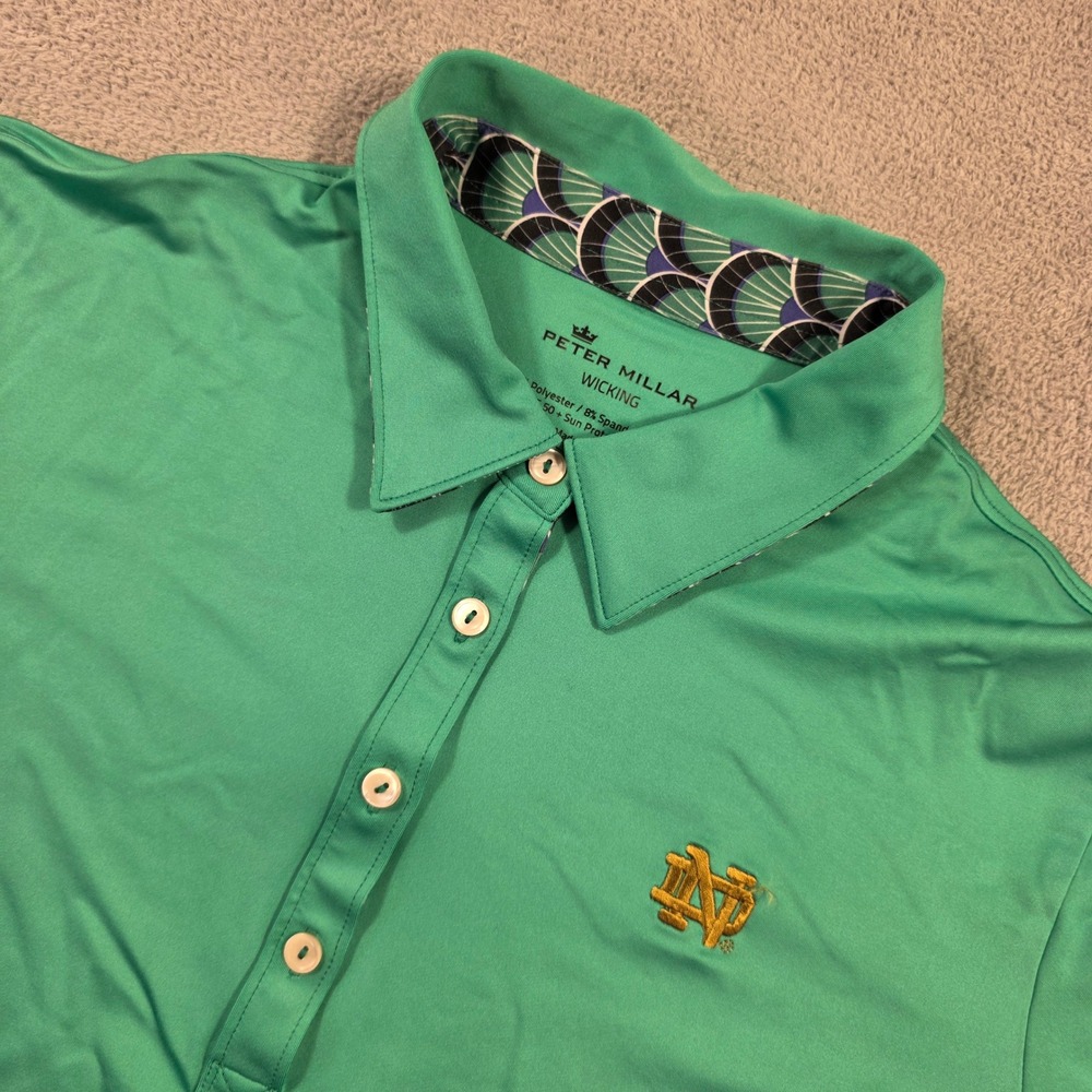 Peter Millar Polo Shirt Womens XL Green Notre Dame Golf Preppy Streetwear